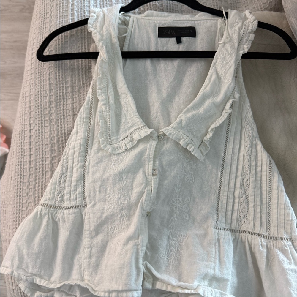 Zara Cream Ruffled Blouse